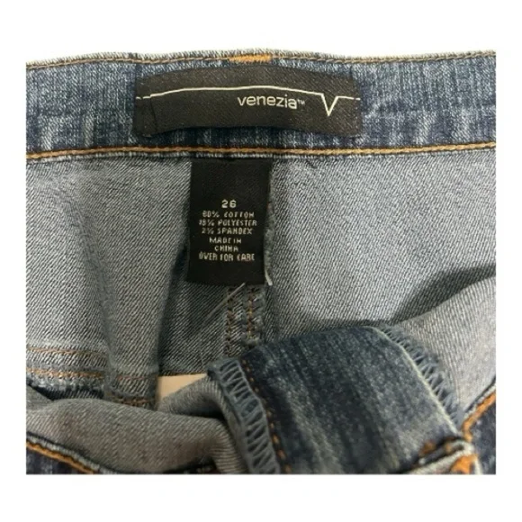 Venezia Blue Denim Mini Skirt with Gold Accents - Picture 4 of 7